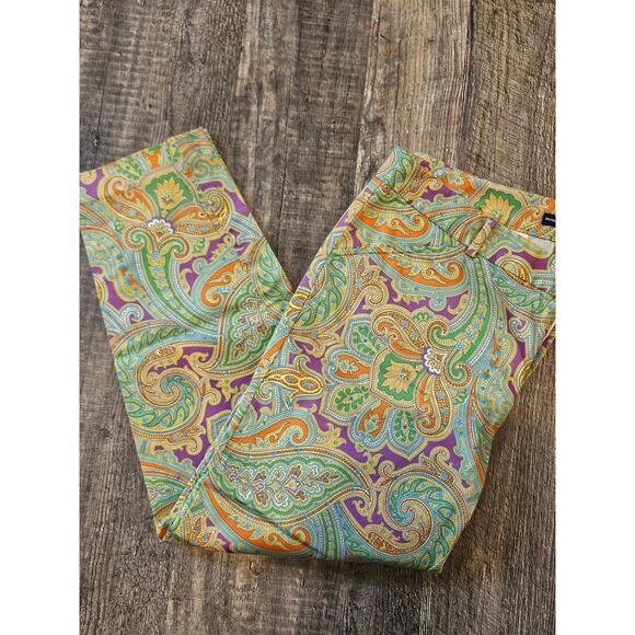Ralph lauren golf womens sz 10 bright paisley green purple chino ankle pants - Picture 6 of 6